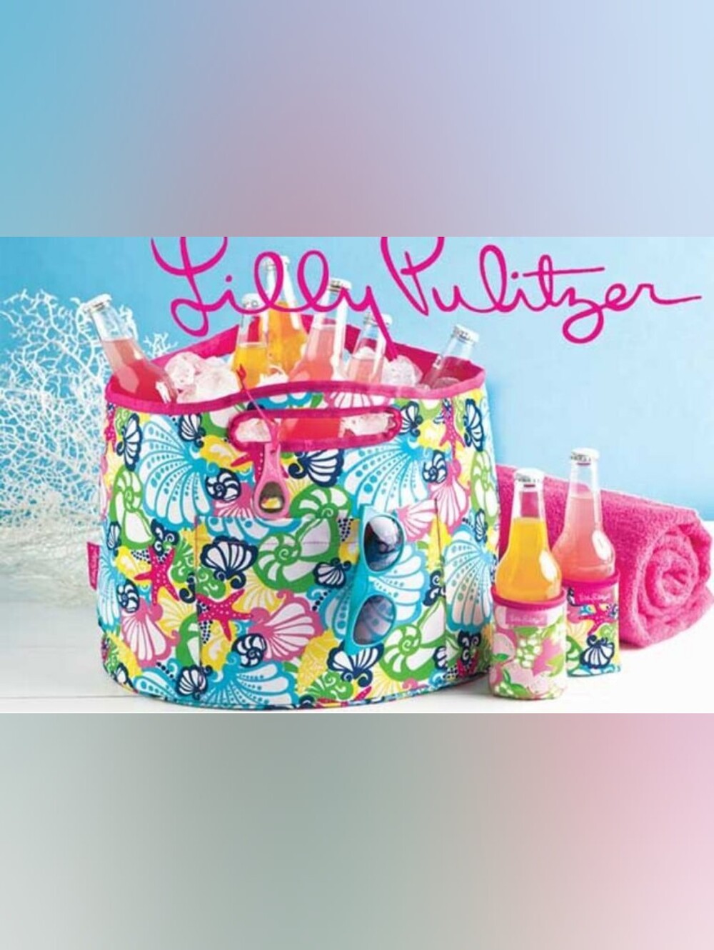 Lilly Pulitzer Insulated Beach Cooler Bag "Chiquita Bonita" Seaside/Starfish